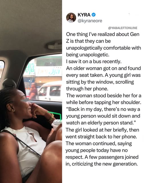 yabaleftonline's tweet photo. X user shares a thing she has realized about Gen Z https://t.co/ZHW4LmBFU0