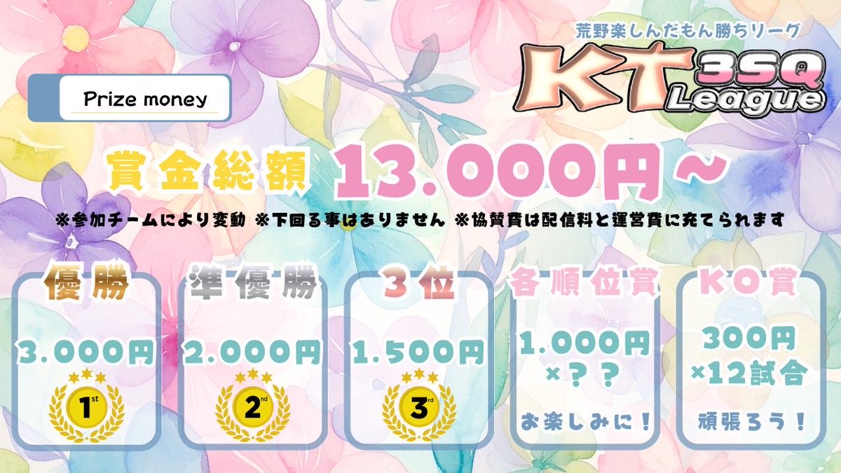 KTL_operation's tweet photo. 🐉🌺荒野楽しんだもん勝ち🧸🦝

🗓️10月土曜リーグ (10.17.24.31)
🕑22:00 22:35 23:10
🔫3戦　Pt制
形式┋ 嵐の半島  #サンスク
初動接敵❌のルールあります
賞金┋ 総額 13000pay以上
　　　　(下回ることはありません
協賛┋1枠1000pay(配信料一部含

⚠️応募方法・詳細追記
⚠️賞金、フライヤー参照 https://t.co/oljqdGxb88