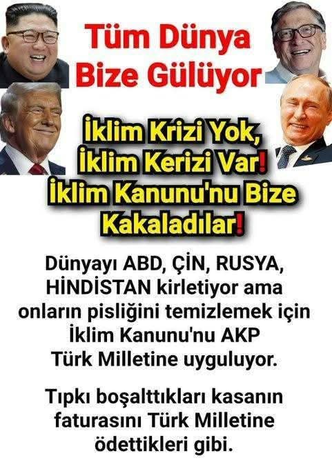 pirili7777's tweet photo. İklim krizi diye birşey yok
İKLİM  KERİZİ VAR..
Hava sıcaklığını KARBON artışına bağlayan EMBESİLLER var
KARBON OLMAZSA  CANLILAR YAŞAYAMAZ..

ASIL SORUN CHEMTRAİLS 
Yani atmosfere püskürtülen zehirli kimyasallardır
HAARP ile İYONOSFERİN
ISITILMASI ve
İKLİM KONTROLÜDÜR https://t.co/9eTOBOm9h9