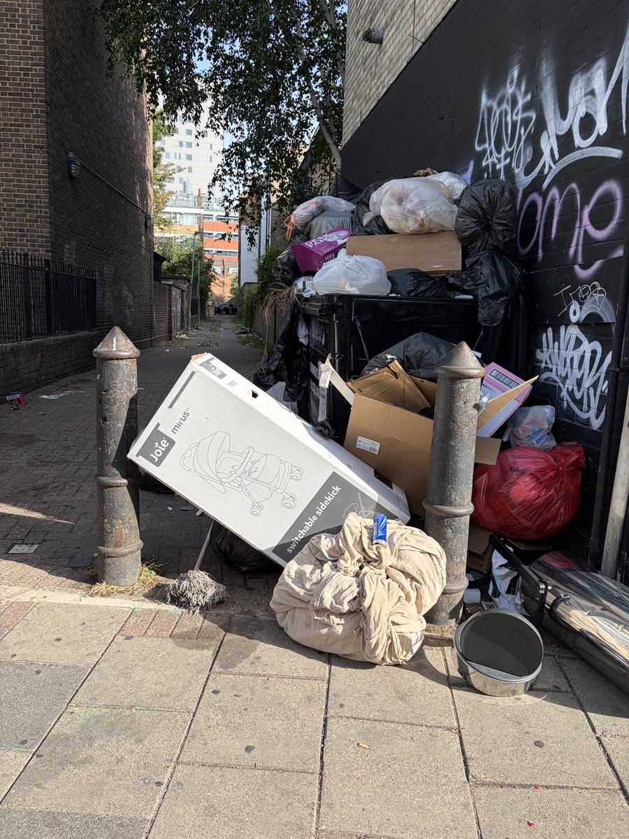 TowerDumplets's tweet photo. @LondonAssembly They should launch a WASTE EMERGENCY like @TowerHamletsNow now on day 1,400!

@LutfurRahmanTH said this wasn’t ’gesture politics’ 

But then does spend £3m on Enforcement Officer who do very little and £400k on magic bins! https://t.co/JKJVKisju7
