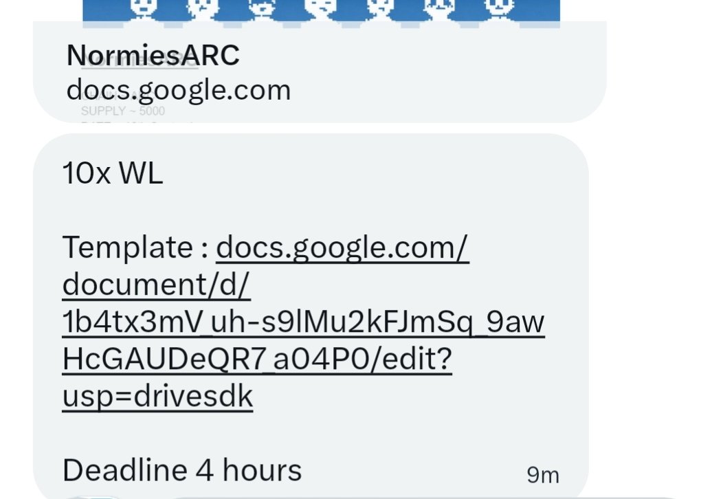 Ravindr99704528's tweet photo. 🎁 10× WL Giveaway - @NormiesARC 
How to Enter 👇

👉 Follow @NormiesARC (Like RT pin post) @Ravindr99704528 
👉 Like+ RT this post 
👉 Drop EVM Comment 

Apply :- https://t.co/TVXGPjk5fh
• CHAIN:  $ARC 
• SUPPLY~5000
• Mint: TBA 16th Sep
• PRICE~0.5 $USDV

⏳Ends in 4 hours https://t.co/MT0Soyaurz