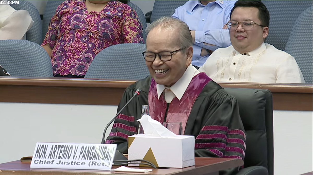 PhilippineStar's tweet photo. ‘I THINK THAT YOU SHOULD HAVE BEEN IN THE COURT’

Amicus curiae retired Chief Justice Artemio Panganiban praised Senator-judge Kiko Pangilinan on Wednesday, citing seeing him in action in the Judicial and Bar Council.

“I’ve seen you in action when I was incumbent chief justice and chairman of the JBC. You were representing the Senate in the JBC. And I must say, without any qualms about, that you have been an excellent member of the JBC in representing the Senate and I think that you should have been in the court, as a matter of fact,” he said.

“Salamat po, maraming salamat po. Thank you for your kind words,” Pangilinan replied.

LIVE: https://t.co/swoVpXNMzM