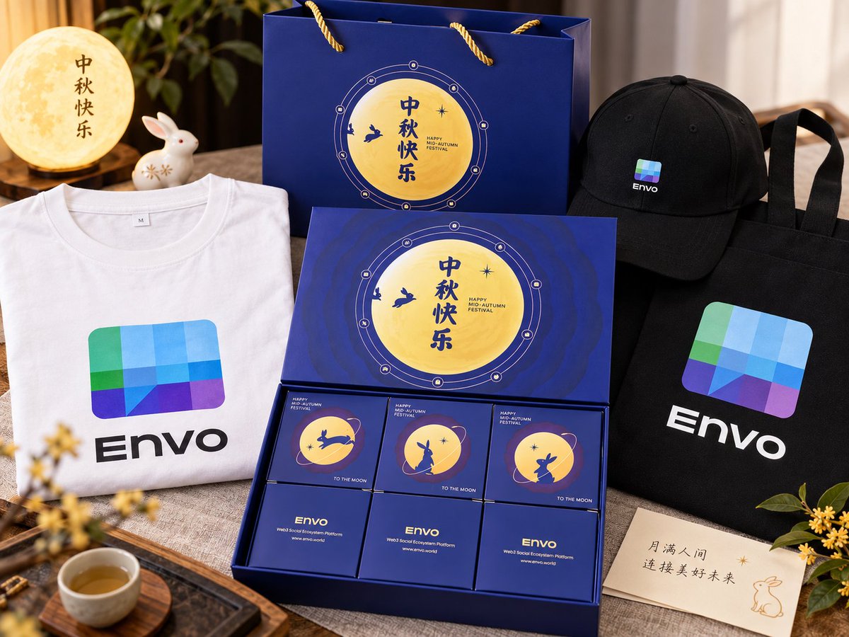 Domingo_gou's tweet photo. 今天收到了 @Envo_Official 寄来的中秋周边!

拆开的时候就已经很开心的。

手提袋、月饼、帽子、短袖配齐了，基本连平时出门的一套都给我凑出来了 😂 衣服我也直接穿上试了，本来还担心 M码会不会偏小，结果上身刚刚好，挺合身的。

礼盒做得蛮用心的，材质摸着手感挺好，实用也好看。

中秋也快到了，提前祝大家中秋安康，平安顺遂，和想见的人好好见一面，也希望接下来大家都能多一点收获。

最后再次感谢 @Envo_Official @Envo_CN 这次的中秋礼物也希望你们接下来越做越好，一起加油拿到结果。

#Envo 是一个把Web3社交、钱包和社区互动结合起来的平台，除了日常社交，也在做Super Group、虚拟礼物等功能，想让用户更自然地进入Web3。