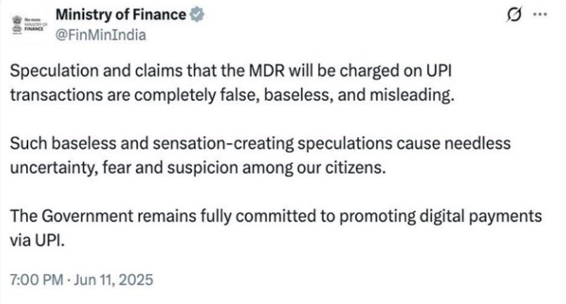 nixxin's tweet photo. I was searching for something related to UPI and MDR (to check what @deepakshenoy has said in the past about MDR) and found this on a govt website.
https://t.co/wA40mbRBXy

lol more proof that when the govt says something, usually the opposite it true. Took about a year... https://t.co/3OnygMkSVh