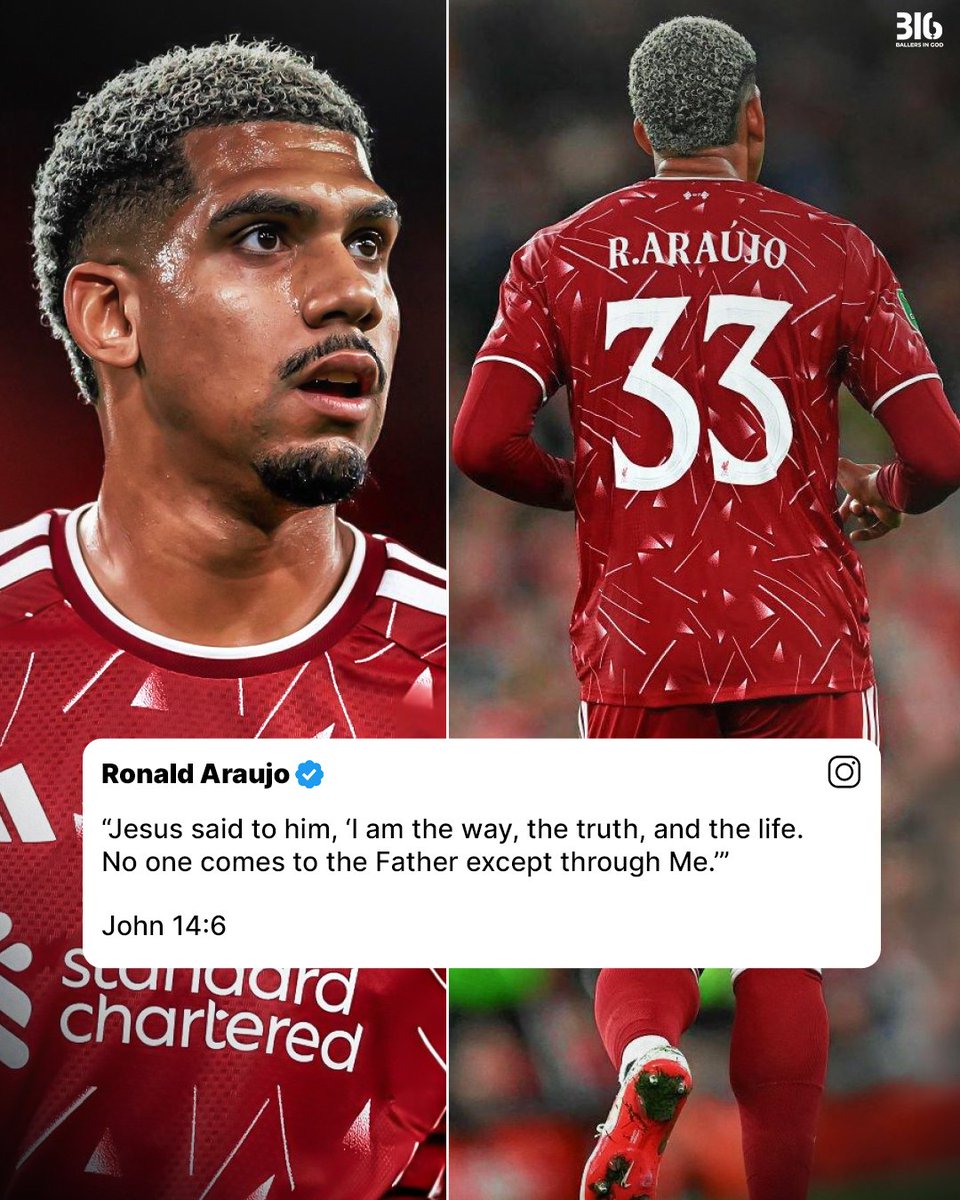 BallersinGod's tweet photo. Ronald Araújo boldly sharing the words of Jesus. 🙌🏽

“I am the way, the truth, and the life. No one comes to the Father except through Me.”

John 14:6 https://t.co/MxhPDpFaHp