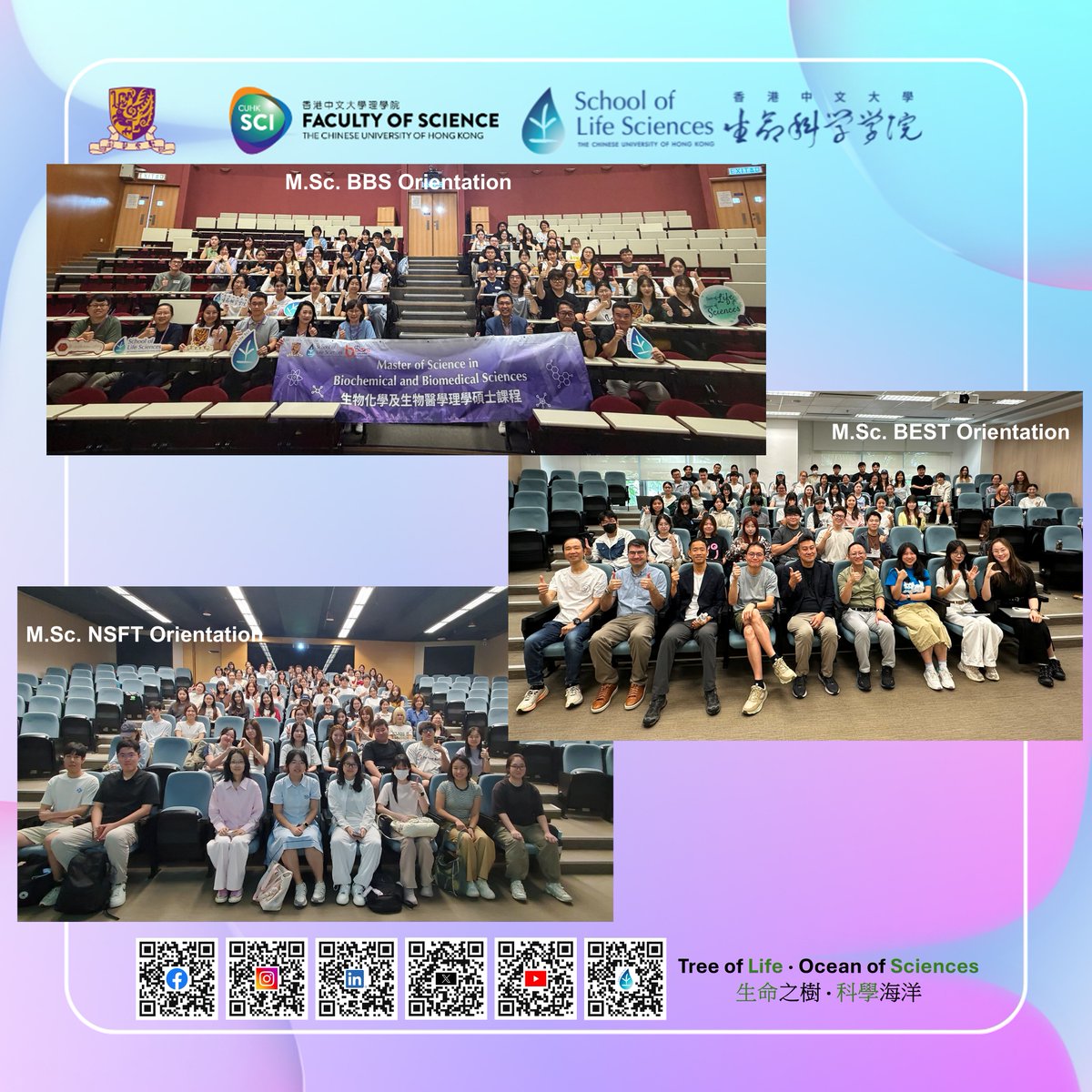 CUHKSLS's tweet photo. π Welcoming a New Cohort of Postgraduate Students!Β
#SchoolofLifeSciences, #CUHK, was delighted to successfully host orientation sessions for RPG Programme and the 3 Taught PG Programmes: BBS, BEST and NFST. We warmly welcome all new students!π #CUHKSciences #WelcomeToSLS https://t.co/MSu0tpjbIa