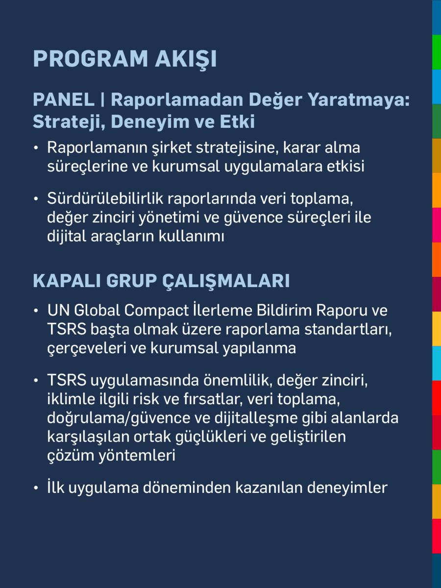 GlobalCompactTR's tweet photo. 📣 UN Global Compact Türkiye ve T.C. Kamu Gözetimi, Muhasebe ve Denetim Standartları Kurumu iş birliğiyle Sürdürülebilirlik Raporlaması Deneyim Paylaşım Toplantısı gerçekleştirilecek.
📅 5 Ekim 2026
  📍 Sabancı Center, İstanbul
  ⏳ Son başvuru: 28 Eylül
https://t.co/eaeqWiX15y https://t.co/ldrJYT8Pjw