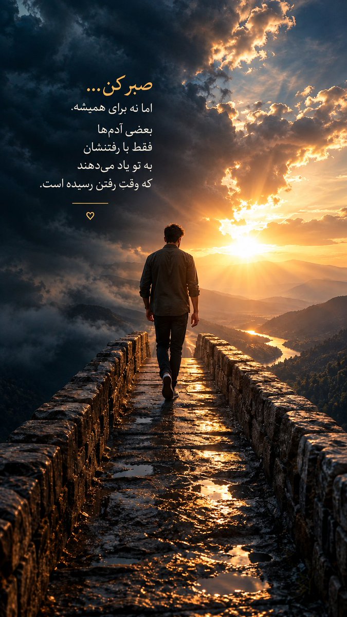 mmdli201883's tweet photo. گاهی رفتنِ بعضی آدم‌ها، پایانِ یک رابطه نیست؛
آغازِ نجاتِ خودت است…
رها کن، قدم بردار و به نوری که بعد از تاریکی منتظرت است، اعتماد کن. 🤍
#زندگی #رهایی #صبر #آرامش #دلنوشته https://t.co/ZR0tmyYSUV