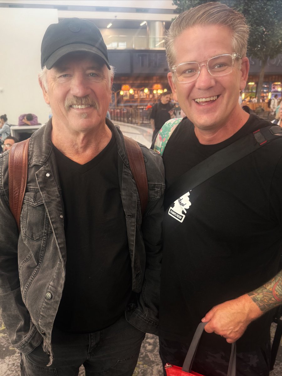 penelopemoore80's tweet photo. They say “don’t meet your heroes, ” but childhood heroes get a pass. We ran into Tom Wopat at Nashville airport—lovely guy and forever Luke Duke. I probably still have scars from trying to jump my bike over the creek. Who wouldn’t hug Meghann? https://t.co/JLqBUOc01M