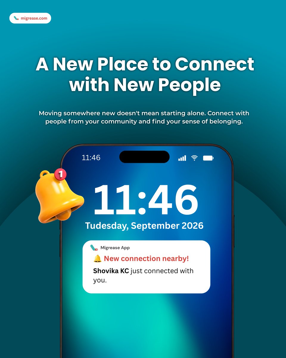 migreaseapp's tweet photo. Moving somewhere new doesn't mean starting alone.

Meet people in your community, build new connections, and find your sense of belonging with Migrease.

Because one new connection can make a new place feel like home.

#Migrease #Newcomers #Immigrants #Community https://t.co/wrwf6rZylB