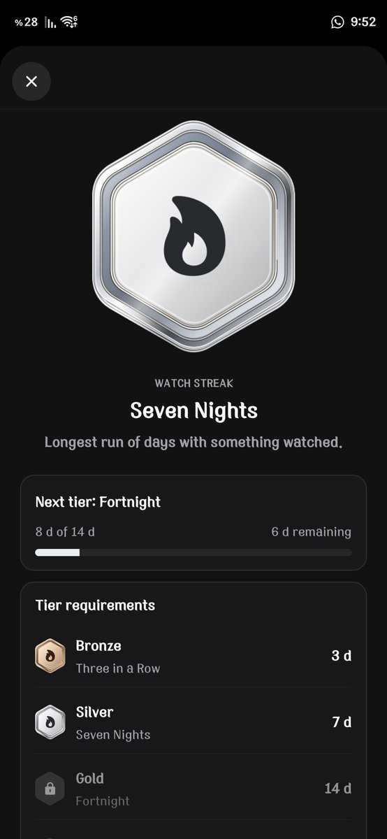 mk18_97's tweet photo. @getmuvy Love using the app for tracking! It would be great if TV series could also count towards watch streaks, just like movies. https://t.co/FXVkmQU2Bx