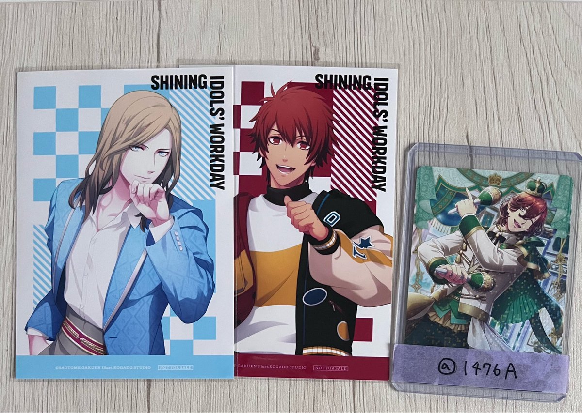I476A's tweet photo. 【交換】うたプリ SHINING IDOLS' WORKDAY
ドラマCD 特典 ブロマイド アナザージャケット

譲）ブロマイド： 音也　カミュ

求）アナザージャケット>ブロマイド： 嶺二　藍

郵送交換。まとめての方優先。初期��等気にしません。検索からもお気軽にお声掛けください！ https://t.co/IEMie2ungC