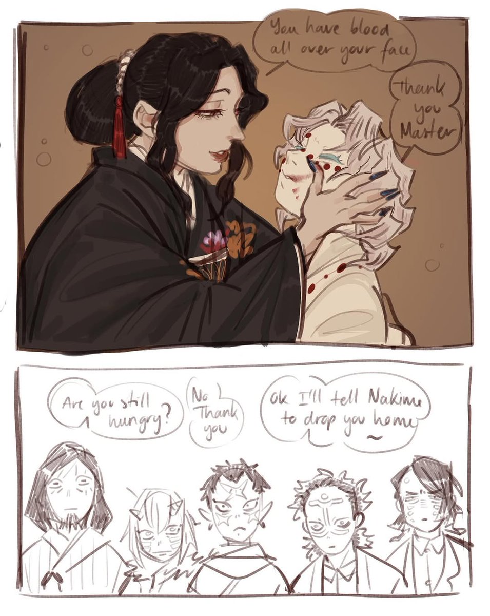 ijessbesthycz's tweet photo. One of my demon slayer headcanons is that Muzan’s favorite demon was Rui because he was weirdly permissive with him and kinda let him do whatever, so here are some doodles. I loved drawing the other lower moons like little bugs.
.
.
. https://t.co/PsYCyGez8q