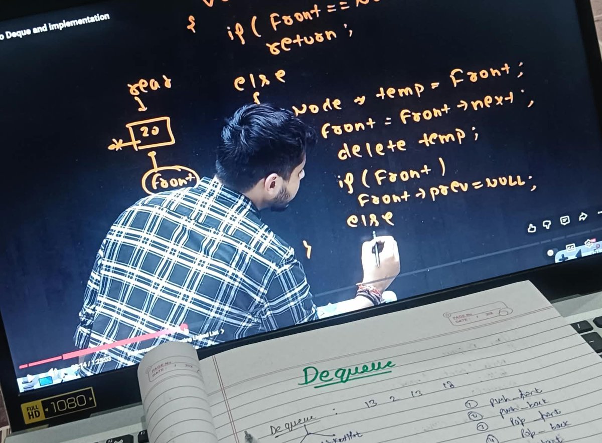 SamikshaAg10's tweet photo. Done with the implementation of Deque using Linked List and Array π
Also learned how Deque can be implemented internally using arrays and mapping β still exploring the deeper implementation details! π©βπ»
#DSA #DataStructures #Coding #LearningToCode #Coderarmy https://t.co/lSI9xe30pY