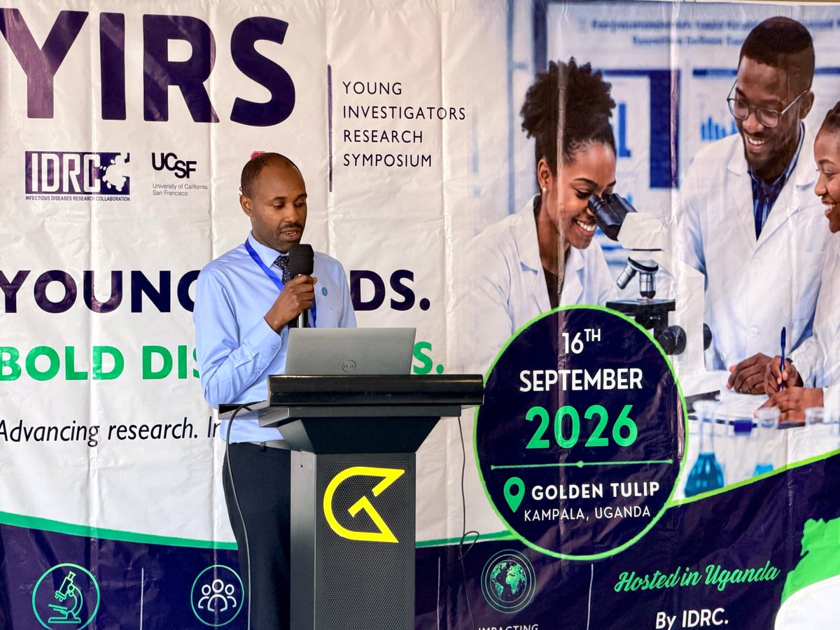 IDRC_Uganda's tweet photo. 🔬 The IDRC Young Investigators Research Symposium 2026 is officially underway at Golden Tulip Hotel, Kampala!
We’re kicking off with a great TB/HIV session, chaired by Joan Nangendo and Dr. Jane Kabami, with welcome remarks from Prof. Moses Kamya & Prof. Grant Dorsey.
Presentations so far: 

1️⃣ Richard Aruho — Peer-led PrEP/PEP Strategy Increases Biomedical HIV Prevention Coverage among Women who Engage in Sex Work in Southwestern Uganda

2️⃣ Cecilia Akatukwasa — Feasibility and Acceptability of a Peer-Led, Multi-Component HIV Prevention Intervention for Women Engaged in Sex Work in SW Uganda

3️⃣ Mucunguzi Atukunda — Mortality among individuals with CKD in rural Uganda: SEARCH-CKD Study

4️⃣ Asiphas Owaraganise — Severe Menopausal Symptoms Are Highly Prevalent and Poorly Treated Among Women Living with HIV in Southwestern Uganda: A Convergent Parallel Mixed Methods Analysis

5️⃣ Elijah Kakande — Perceived benefits of community-based TB preventive treatment in children in Uganda: “When she sees other children getting the same medication, she will feel not alone.”

6️⃣ Shafic Makumbi — Mortality incidence and causes of death among antiretroviral-therapy naive adults in Uganda undergoing tuberculosis screening for intensified case-finding and preventive therapy

7️⃣ Gloria Nabiyre — Effect of Secondary Tuberculosis Preventive Therapy on Post-treatment outcomes of Adult People with HIV in Uganda

A strong start to a day of research, learning and knowledge exchange! 🧪📚 #YIRS2026 #IDRC #YoungInvestigators #ResearchUganda