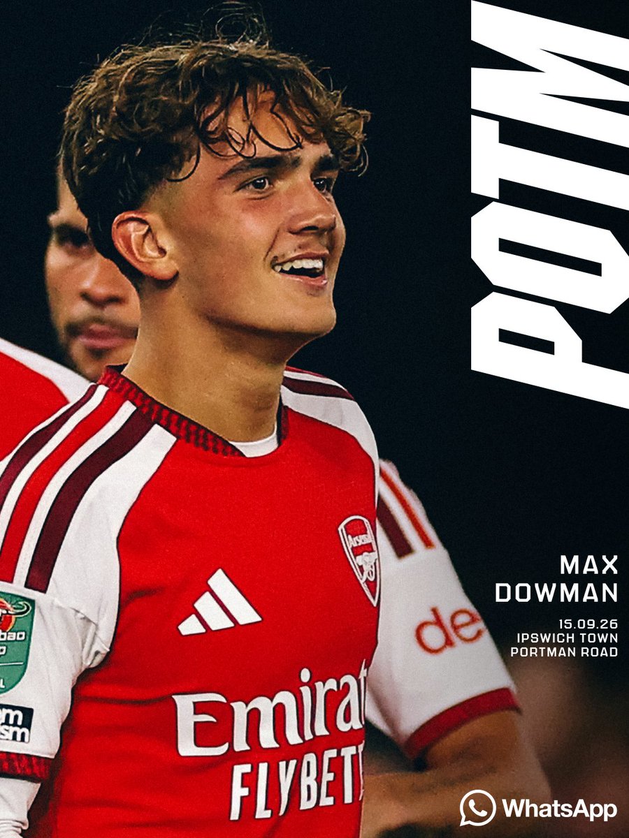 Arsenal's tweet photo. Taking centre stage 🌟

Max Dowman is your Player of the Match 👏

🤝 @WhatsApp https://t.co/hiBCrhpBe2