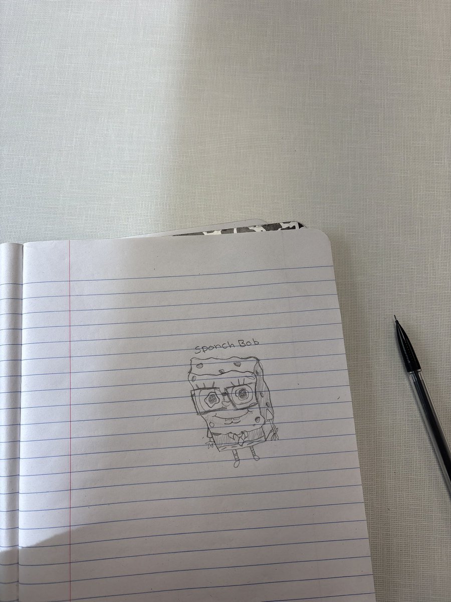 SlyZERO's tweet photo. Drew sponch in class today https://t.co/8k7FocuYa0