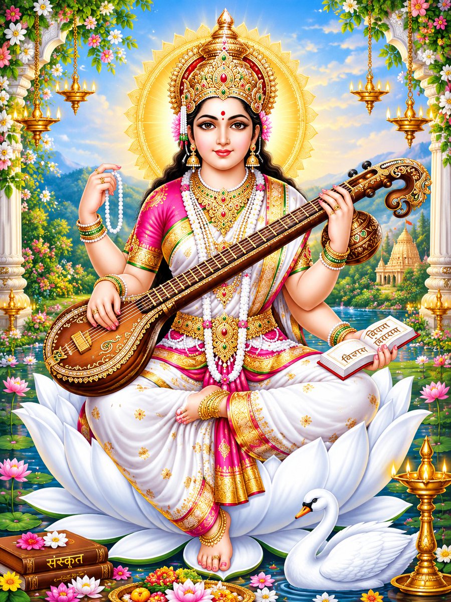 Rituverma51's tweet photo. Gold can fill your hands, but Maa Saraswati fills your life with knowledge. 
Jai Mata Di 🙏 https://t.co/LEcZrXQh01