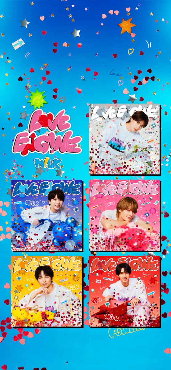 yamatan0724's tweet photo. 私のスペシャルLOVE ENG!NE、完成！
https://t.co/FvF5AvL31Q
#みるくシェイク #ラブエンジン #M!LK

娘がやったら全員バージョン出てくれた🤍💙🩷💛❤️ https://t.co/oWttGFesKf