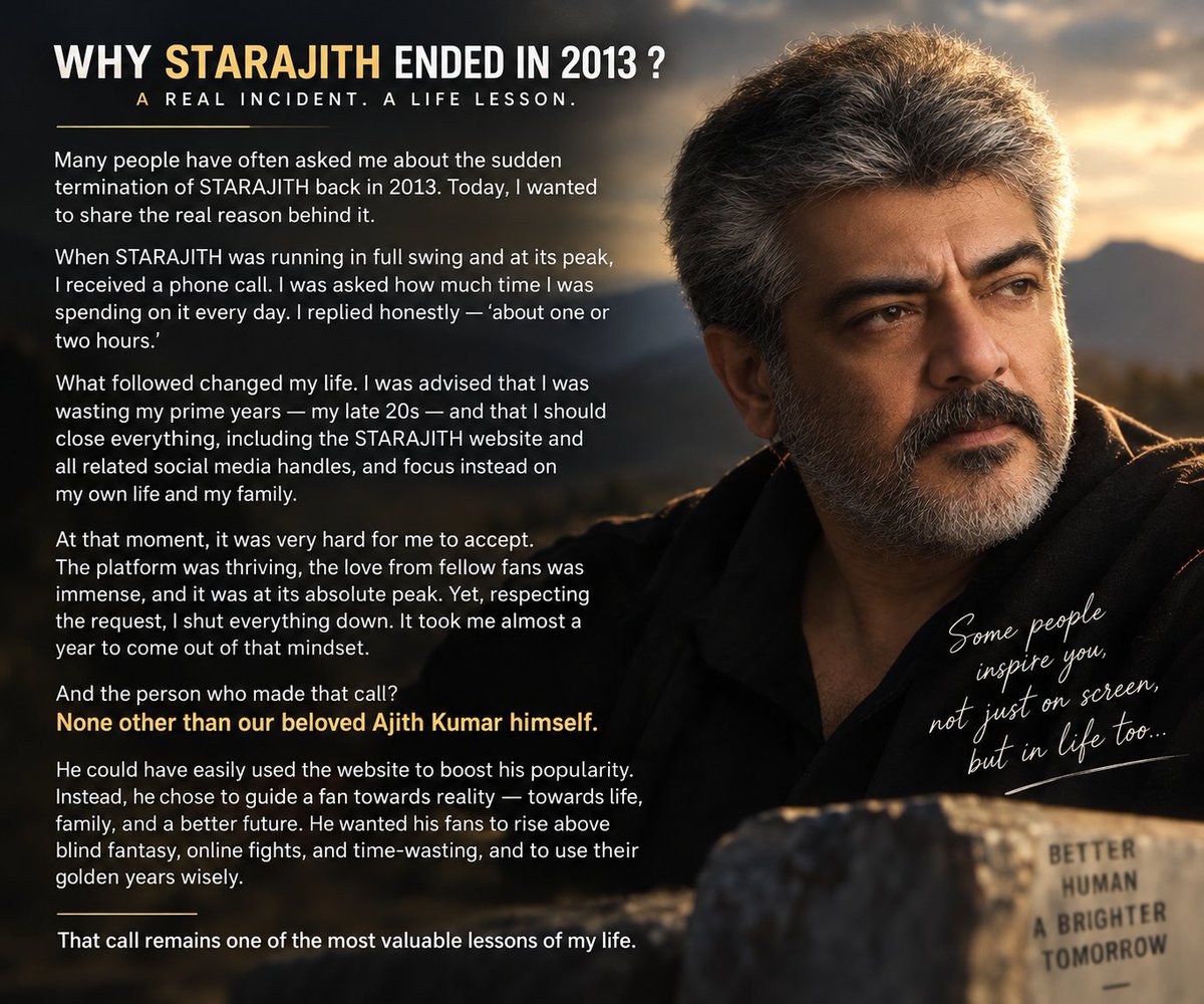 vmsanandh's tweet photo. No one is beyond criticism, including Ajith. We can question his decisions &amp; disagree with him. But saying that he used his fans for his own benefit is a different thing.  Criticism is fair. Judging his intentions without knowing the whole story is not. #Ajithkumar https://t.co/IXaPtDPMdr