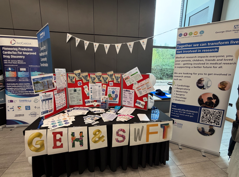 ResearchSWFTGEH's tweet photo. GEH and SWFT recently came together at the Central England Health Partners (CEHP) Research &amp; Innovation Showcase 2026 to highlight the impact of research across both trusts and celebrate collaboration and innovation. @nhsswft https://t.co/N696DuKEho