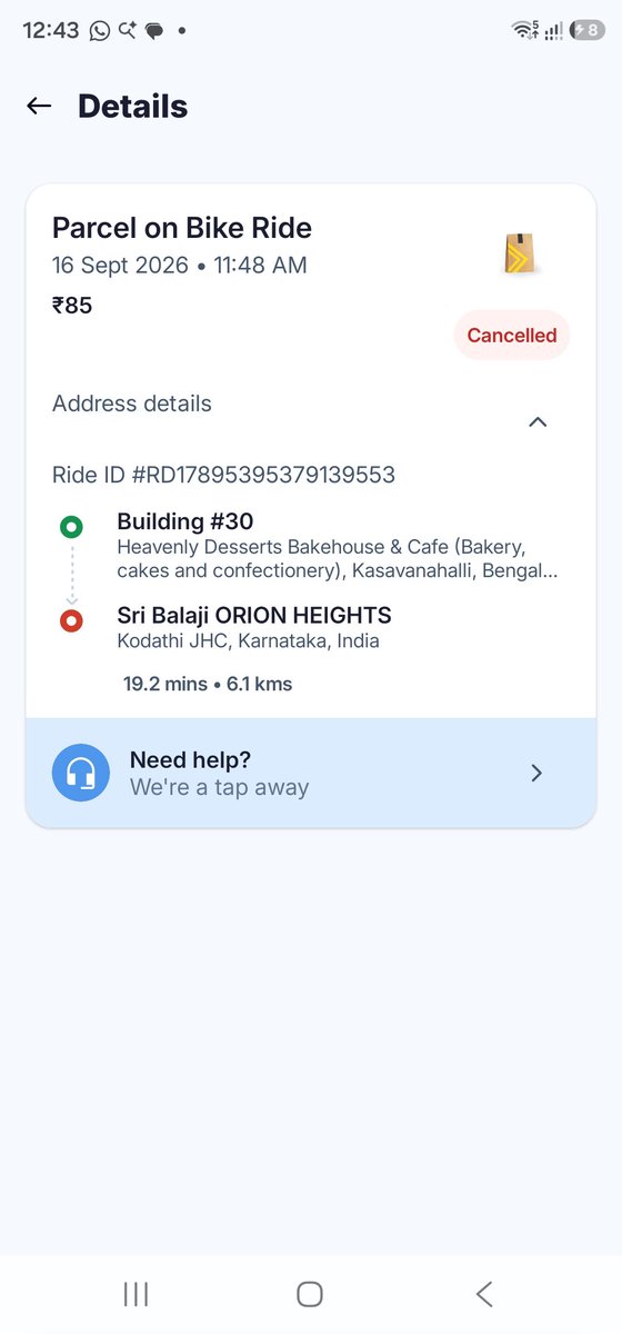 sud100289's tweet photo. @rapidoapp_ my parcel is missing and order is cancelled. Please connect immediately https://t.co/mUWkggr5Fo