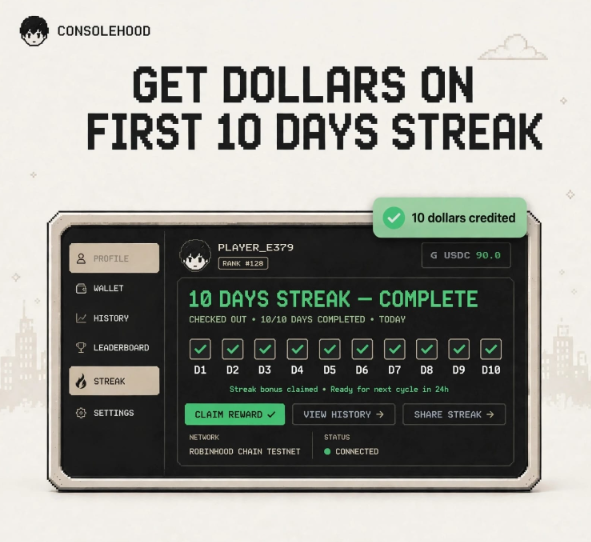 consolehood's tweet photo. Keep your Consolehood streak alive for 10 days.
Complete the streak and get a $10 reward.

Miss a day and the streak resets. https://t.co/5n3DeZodtE