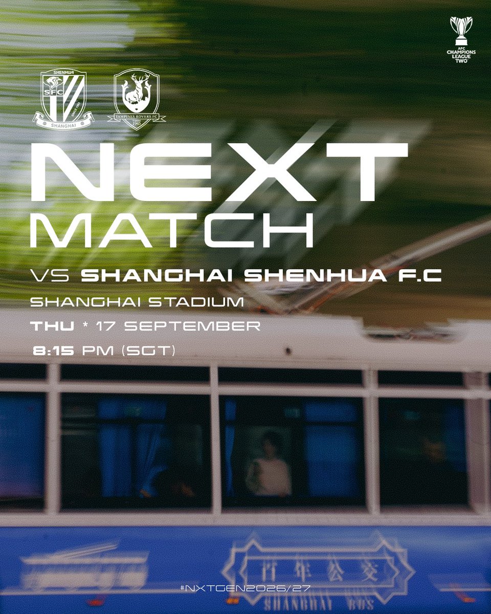 TRFCStags's tweet photo. Our continental journey begins! π₯
Our Stags return to AFC Champions League Two action against Shanghai Shenhua tomorrow! π¦
#NXTGEN2026 #STXGS #TRFC #TampinesRovers https://t.co/0deu9hma9M