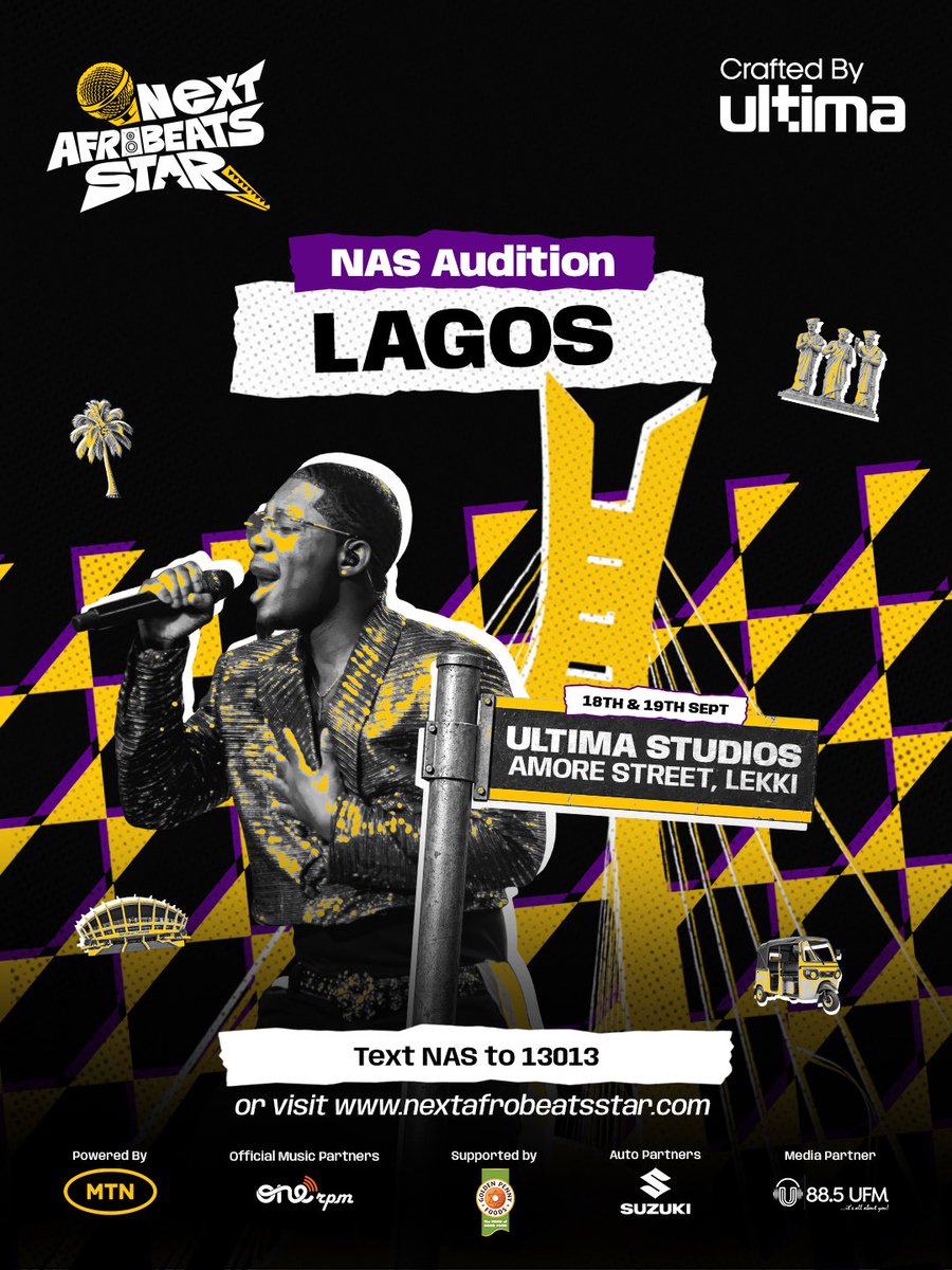 nextafrobeats_'s tweet photo. LAGOS, IT’S HERE! 🔥

The Final Audition for the season holds in Lagos this weekend. Have you registered? Will you be there? 😍

Text NAS to 13013 or Visit the website to register using link in bio. You snooze, you lose! 🥳

#nextafrobeatsstar https://t.co/52XRU6rYqZ