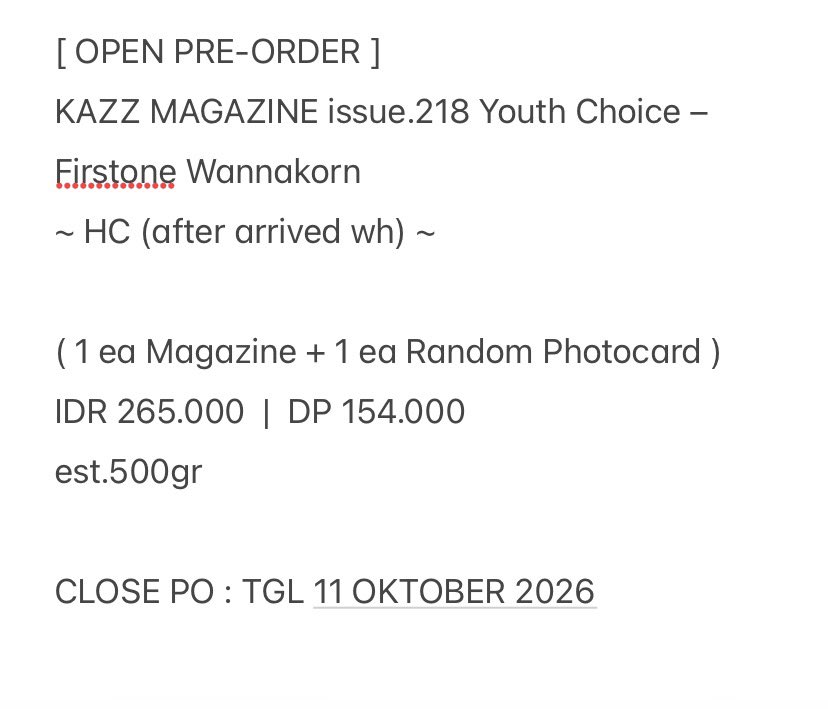 Kumiko_Store's tweet photo. {OPEN PRE-ORDER/PO}
KAZZ MAGAZINE issue.218 Youth Choice FirstoneWannakorn 

📍Jakarta (🇮🇩)
🍊pelunasan via shopee
✅️ bersih ina
✅ Go
❌ongkir ke rumah buyer

Order?DM(mention)❤️

#GMMTV #KAZZMAGAZINE
#KAZZxFIRSTONE #FIRSTONE
#POmerch_Kumiko_StoreMerch
t. open preorderpomerch https://t.co/8tTmgf53uZ