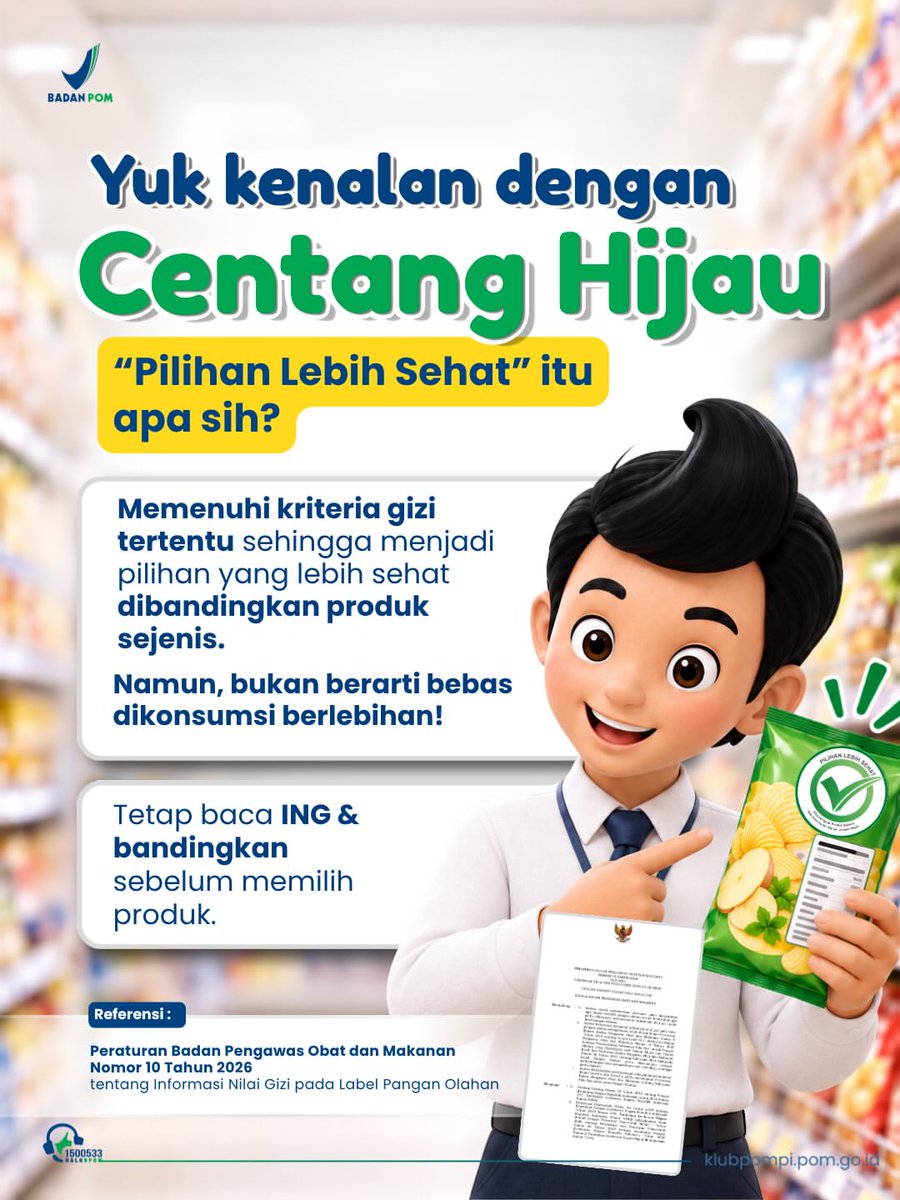 bpomsijunjung's tweet photo. 🔎 3 kunci baca ING:
🥄 Cek takaran saji
🔢 Lihat angka gizinya
📊 Bandingkan dengan produk sejenis

Karena jadi konsumen cerdas bukan cuma soal lihat centang, tapi juga baca dan pahami informasinya! 💚

Yuk, mulai #BacaING sebelum membeli. 

Respost IG @KlubpompiBPOM https://t.co/wwc28ELnwB