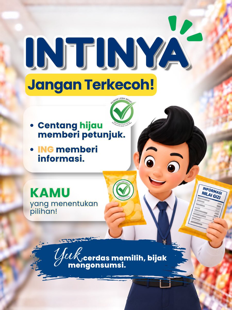 bpomsijunjung's tweet photo. 🔎 3 kunci baca ING:
🥄 Cek takaran saji
🔢 Lihat angka gizinya
📊 Bandingkan dengan produk sejenis

Karena jadi konsumen cerdas bukan cuma soal lihat centang, tapi juga baca dan pahami informasinya! 💚

Yuk, mulai #BacaING sebelum membeli. 

Respost IG @KlubpompiBPOM https://t.co/wwc28ELnwB