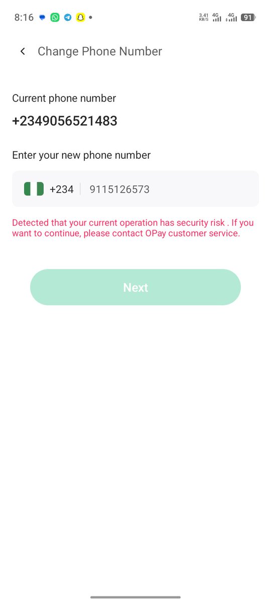 dreemzbackup's tweet photo. @OPay_NG Please help me out on changing my phone number https://t.co/HA725hovQu