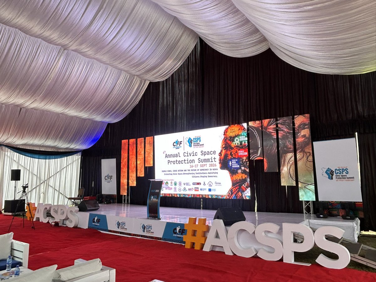 article19eafric's tweet photo. The 6th Annual Civic Space Protection Summit is officially underway.

Over the next two days, citizens, activists, artists, journalists, human rights defenders, and civic actors from across Kenya will come together to reflect on, celebrate, and strengthen civic space.

#ACSPS2026 https://t.co/nU6exlJKE7
