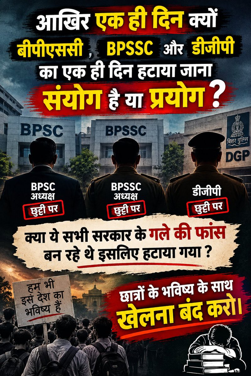 Sudarsh36955289's tweet photo. छात्रों के भविष्य से खेलन बंद करो।

#CancelBiharSi1799_JusticeForRomit https://t.co/tJRMQhysbb