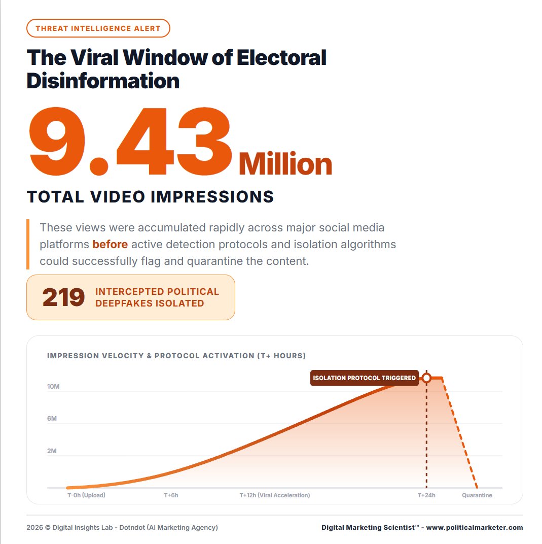 PoliMarketer's tweet photo. A UK Electoral Commission pilot identified 219 political deepfakes from 60 accounts.

The posts received 9.43M views and 403K interactions. Only 15 met the threshold for a risk to electoral integrity.

#PoliticalDeepfakes #ElectionSecurity #Disinformation #ElectoralIntegrity #AI https://t.co/R8wZzHTZhD