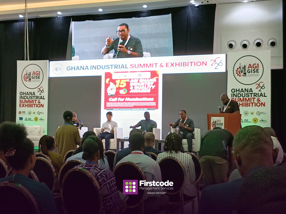 Firstcodegh's tweet photo. Firstcode was pleased to be represented by Mr. Lestar Asamoah-Asare at the Ghana Industrial Summit &amp; Exhibition (GISE) 2026.

The Summit brought together industry players to explore sustainable, export-led industrial growth, energy reliability and digital innovation. https://t.co/zhSWjRZsaN