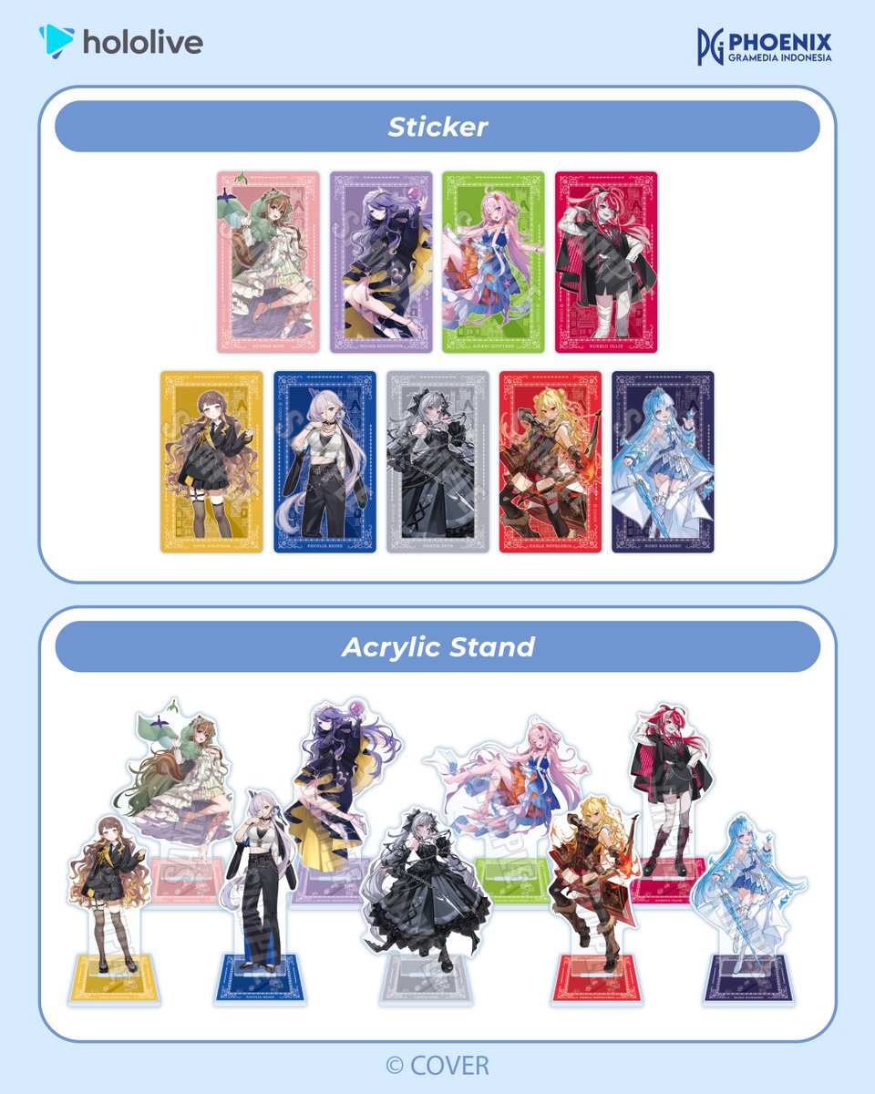 phoenixgramedia's tweet photo. ✨ hololive ANNIVERSARY COLLECTION is coming to Gramedia!✨

Your oshis are ready to join your collection! 💙
Celebrate hololive’s anniversary with a lineup of exclusive merch featuring Ayunda Risu, Moona Hoshinova, Airani Iofifteen, Kureiji Ollie, Anya Melfissa, Pavolia Reine, Vestia Zeta, Kaela Kovalskia, dan Kobo Kanaeru! 🥳

From sticker, acrylic stand, acrylic key holder, until tin badge— which one are you getting first? 👀

📅 18 September – 1 November 2026
📍 Available at 35+ Gramedia Stores across Indonesia

Swipe to check out the complete catalog & store list, then get ready to pick your favorites! 🛍️✨
#hololive  #merchandise #PhoenixGramediaIndonesia #Gramedia  #VTuber