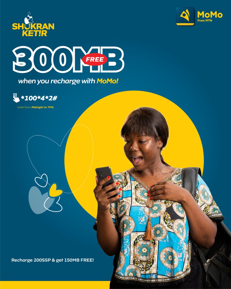 mtnmomossd's tweet photo. Shukran Ketir just got sweeter!!!

Recharge with MoMo and enjoy 300 MB Free instantly

Dial *100*4*2# today. https://t.co/wo0ADGHfAY