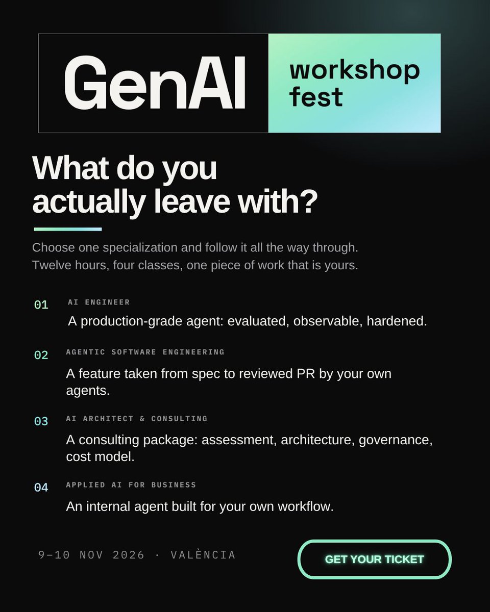 GenAIWFest's tweet photo. The point isn’t to cover everything.

It’s to go deep enough in one direction that the learning has somewhere concrete to land.

Choose the track that matches what you want to work on next. 🎯

Explore the tracks → https://t.co/mmDRI3ML16

#GenAIWorkshopFest https://t.co/syi99WwhRN