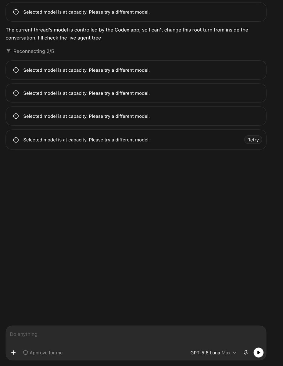 ckmichael8's tweet photo. @thsottiaux reset is useless if not even Luna Max is usable ffs. https://t.co/iNhfkBgdwf