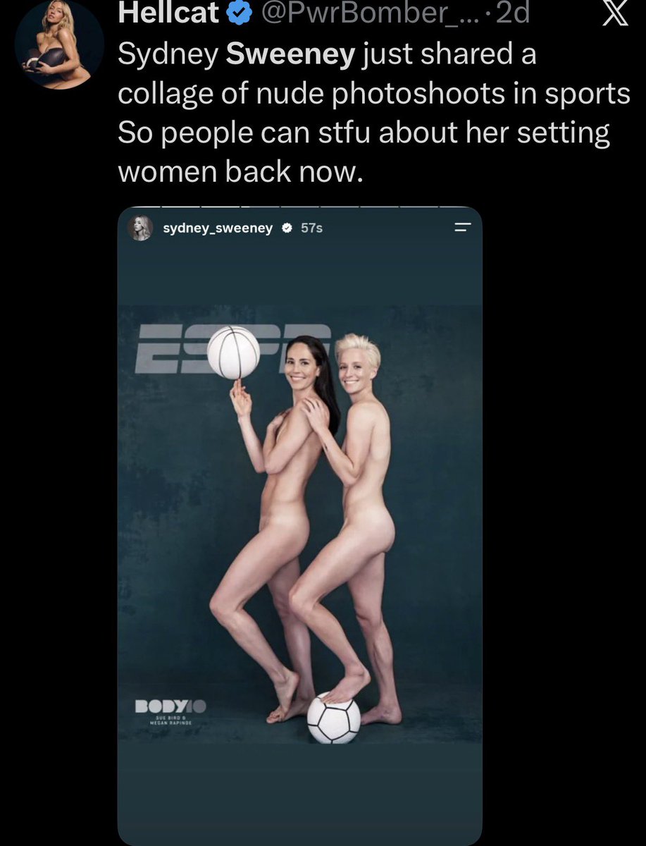 MichaelPCarson's tweet photo. @PhilipGreenspun @nytimes @TheAthletic You mean this picture of her kneeling … naked ? So … who gets to pose TOTALLY nude and who doesn’t ? https://t.co/rFeJfxaqSh