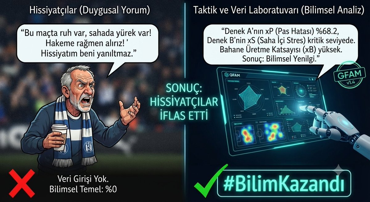 TaktikveVeriLab's tweet photo. 🚨Klasik yorumcu:"Bu maçta ruh var, yürek var, hakeme rağmen alırız!" 🤡
🚩Taktik ve Veri Laboratuvarı GFAM Analizi:🧪
🔎xB(Beklenen Bahane) oranı kritik seviyede,xP (Pas Hatası)%68.2.
📜Sonuç:Bilimsel Yenilgi.
#BilimKazandı #TaktikAndVeriLab #FutbolMizah #xGdegilxB #GFAM
👇 https://t.co/yg1ONYqVqe