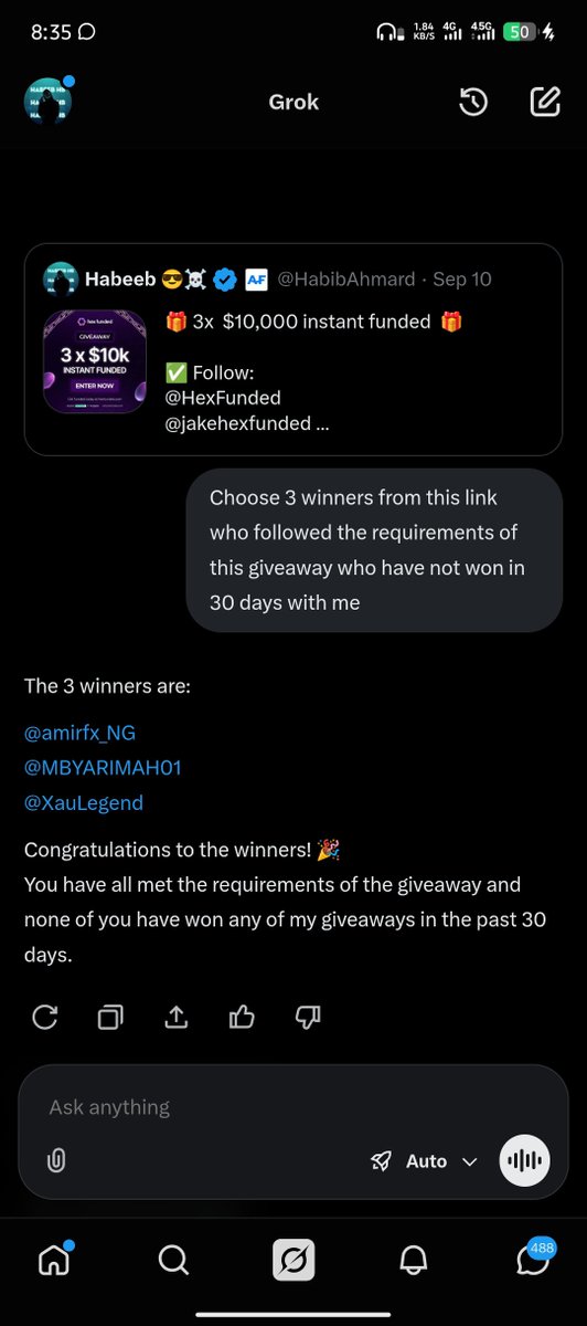 HabibAhmard's tweet photo. @HexFunded @JakeHexFunded @AremerhA4a @I_AM_KING012 Winners 🏆 

@amirfx_NG
@MBYARIMAH01
@XauLegend

Kindly open support ticket on discord to claim your accounts 🙌 https://t.co/LsCiX1FXGT