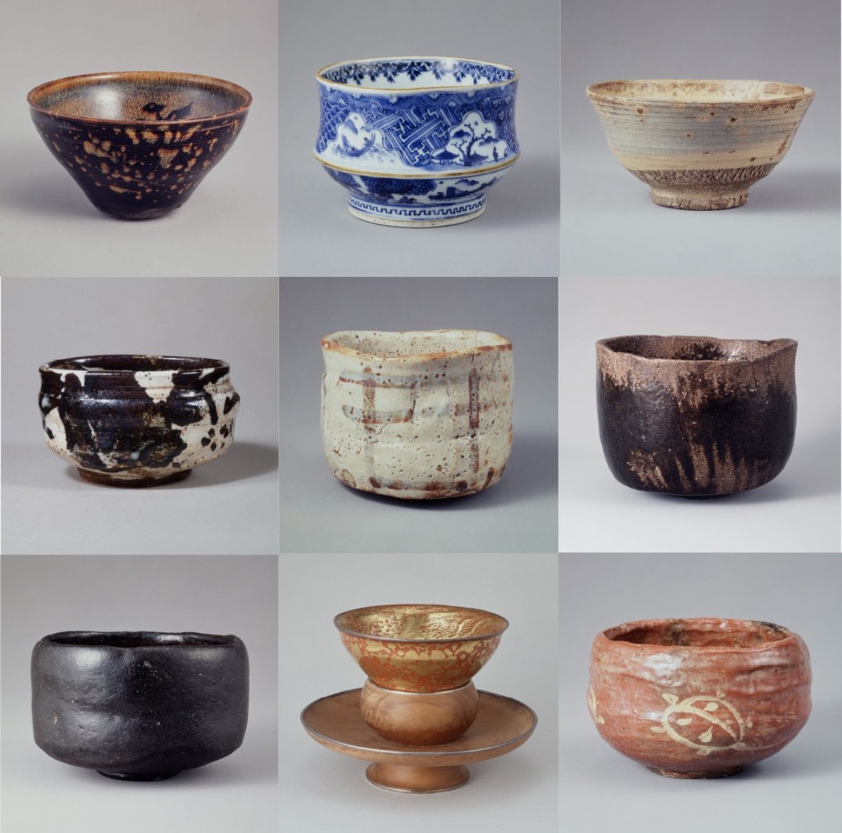 mitsui_m_museum's tweet photo. ◆◆◆
心に残る一碗を、���井記念美術館で。

国宝・重要文化財を含む名品や、三井家ゆかりの品々まで、多種多様な茶碗を一挙公開。
ずらりと並んだ茶碗の中から、あなたならどれに心惹かれますか？
その一つひとつに、異なる物語が秘められています。
ぜひ会場へお越しいただき、「あなただけの一碗」を見つけてください。

ご来館をお待ちしております。

（上段左から）
重要文化財 中興名物　玳皮盞　(鸞天目)　南宋時代・12～13世紀
祥瑞洲浜茶椀　明時代・17世紀
斗々屋茶碗　銘かすみ　朝鮮時代・16世紀

（中段左から）
御所丸茶碗（黒刷毛）　朝鮮時代・17世紀
国宝 志野茶碗 銘卯花墻　���山時代・16～17世紀
重要文化財 黒樂茶碗　銘雨雲　本阿弥光悦作　江戸時代・17世紀

（下段左から）
重要文化財 黒樂茶碗　銘俊寛　樂長次郎作　桃山時代・16世紀
赤地金襴手鳳凰文天目　永樂和全作　明治時代・19世紀
赤樂亀絵茶碗　（紀州御庭焼・偕楽園窯）　三井高祐作　徳川治宝画　江戸時代・
文政2 年（1819）

 -
「館蔵の茶碗100撰 ―国宝から手造茶碗まで―」
🗓️会期：2026年9月12日（土）〜11月23日（月・祝）
🕰️開館時間：10:00〜17:00（入館は16:30まで）
🟪休館日：月曜日（但し9月21日、10月12日、11月2日・23日は開館）、10月13日（火）
📍三井記念美術館（東京・日本橋）
🎧音声ガイドでわかりやすく解説いたします。（日本語のみ、貸出料 800円）
https://t.co/aD5sWAgIdK

#三井記念美術館 #MitsuiMemorialMuseum
#館蔵の茶碗100撰