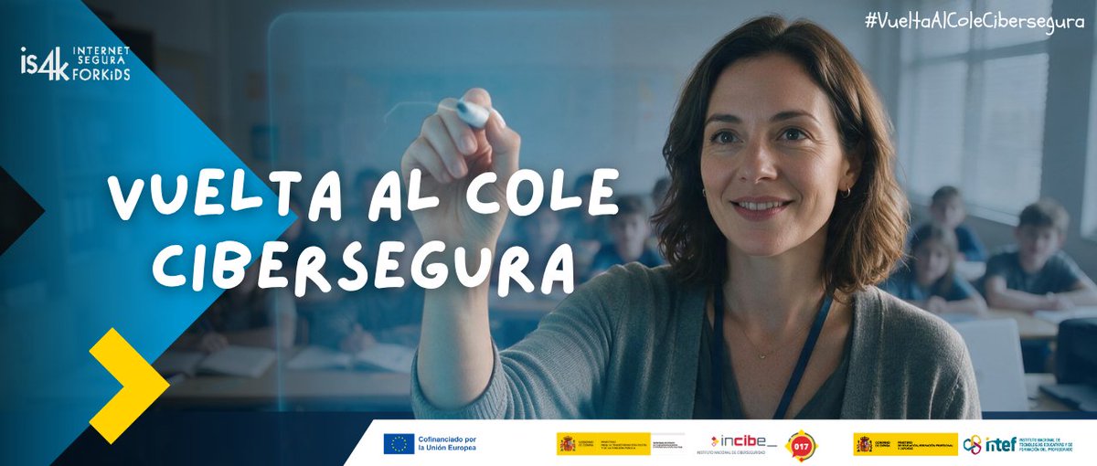 is4k's tweet photo. Docentes, queremos acompañaros en los retos que os plantea el uso de la tecnología e Internet en vuestro día a día en el aula. 

Os ofrecemos herramientas y consejos para una #VueltaAlColeCibersegura 

¿Estáis preparados? #EducaciónDigital @educaINTEF 

👉https://t.co/CNgUcitGjN https://t.co/4Q2Fl0g3c5
