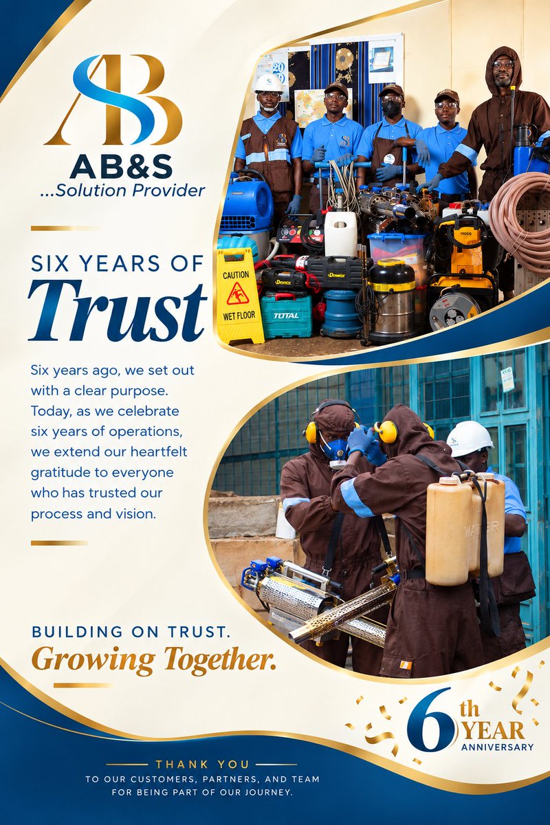 AlkamileeB_S's tweet photo. 🎉 6 YEARS OF TRUST! 🎉
Six years of showing up, serving with purpose, solving problems, and growing together.
Today, we celebrate the journey, the people behind it, the partners who have stood with us, and every customer who has trusted AB&amp;S along the way. https://t.co/przKYhSCrR