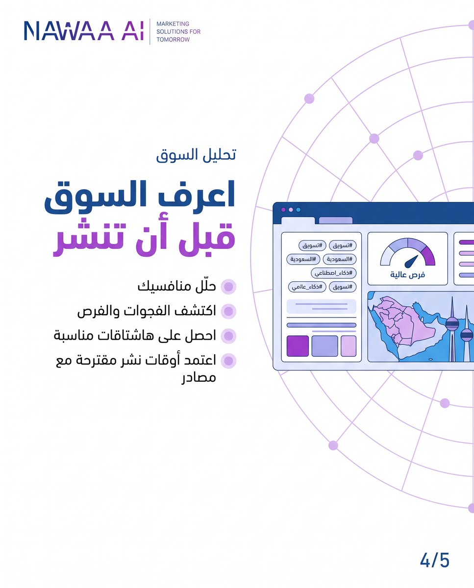 SiyadaTech's tweet photo. أضف رابط موقعك… وتخرج بخطة تسويقية كاملة وشهر من المنشورات الجاهزة بألوانك وشعارك.
نواة — وكالتك التسويقية الذكية المصغّرة.
تجربة مجانية ١٤ يوماً.#نواة #NawaaAI #SiyadaTech #الذكاء_الاصطناعي https://t.co/QVabrPyXEM