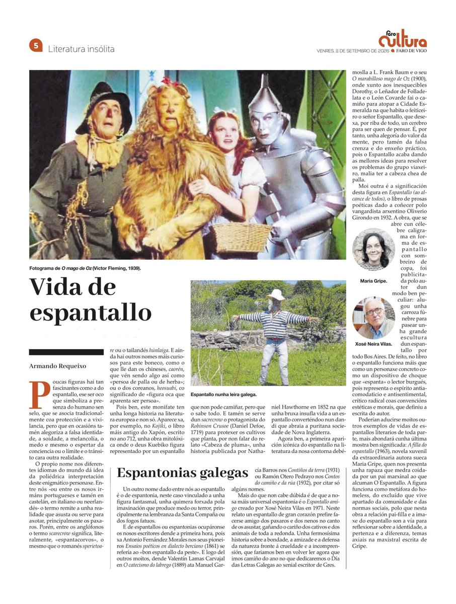 armandorequeixo's tweet photo. Velaquí a primeira Literatura insólita do curso, nesta ocasión dedicada á singular figura do espantallo. https://t.co/FkXDerPJIx