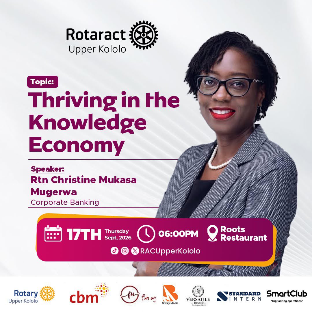 RACUpperKololo's tweet photo. When wisdom meets experience, we listen✨

This Thursday, we welcome our very own Mama UK, Rtn. Christine Mukasa Mugerwa, for an inspiring conversation on “Thriving in the Knowledge Economy.”

A conversation worth showing up for✨

📅 17th Sept
🕡 6:30 PM
📍 Roots Restaurant https://t.co/ysAlFEekcN